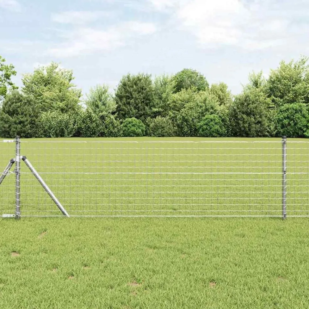 vidaXL Vallas De Jardín-Poste de Valla 13 pcs Plateado Acero
