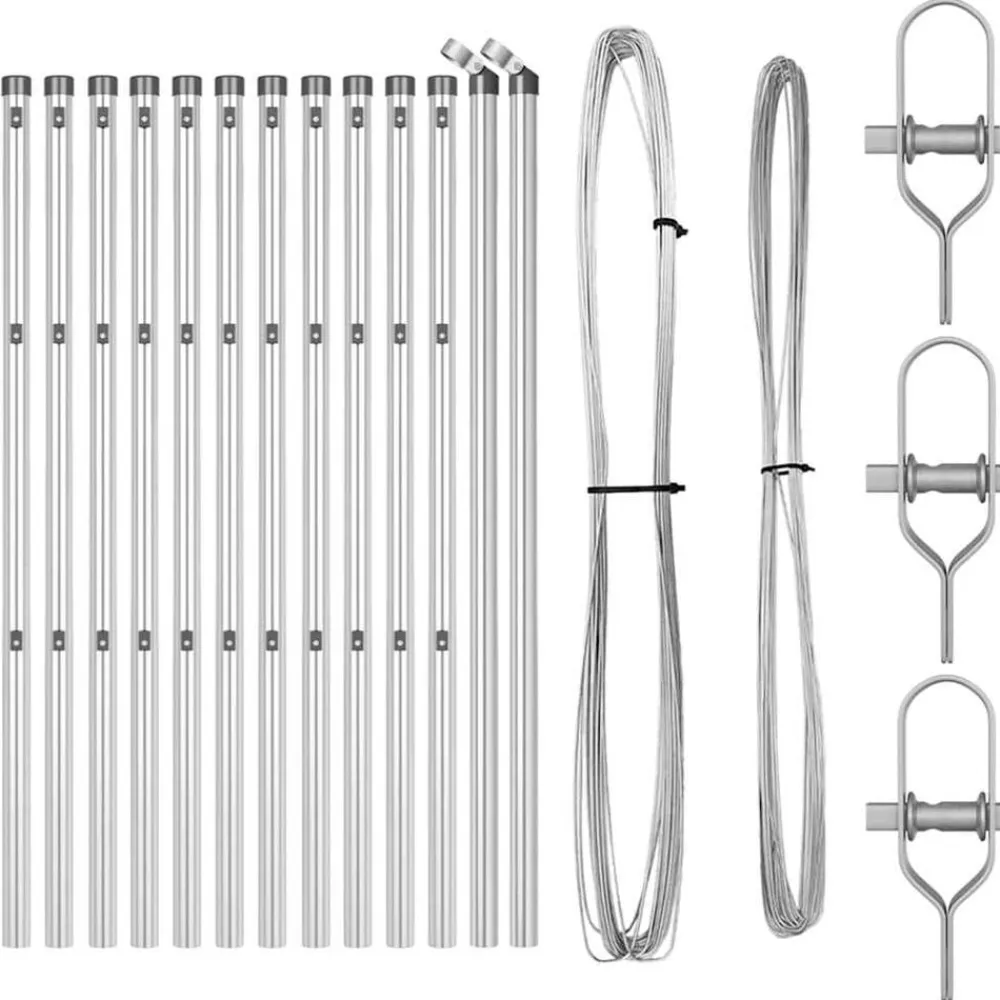 vidaXL Vallas De Jardín-Poste de Valla 13 pcs Plateado Acero