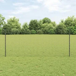 vidaXL Vallas De Jardín-Poste de Valla 11 pcs Gris 100 cm Acero