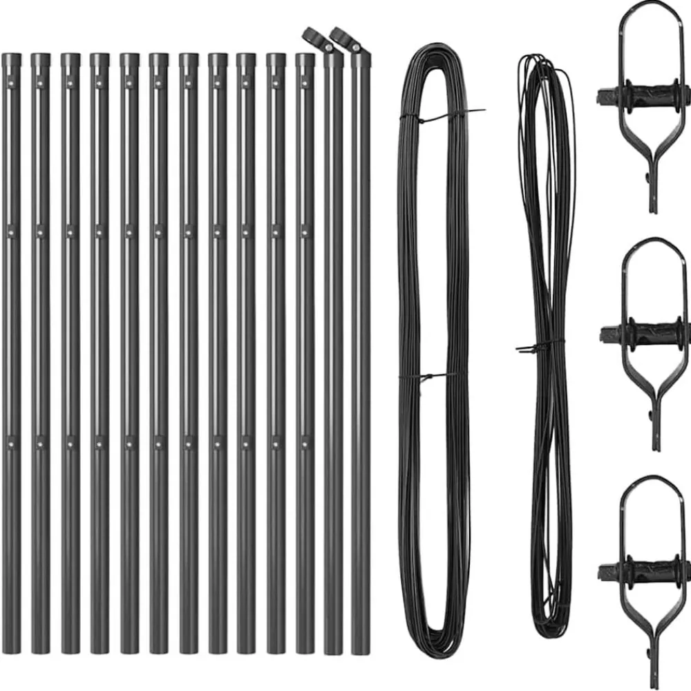 vidaXL Poste de Valla 13 pcs Acero Gris
