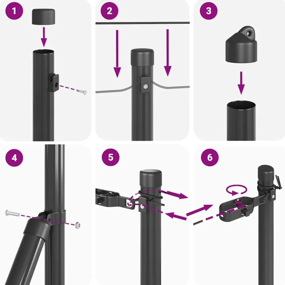 vidaXL Poste de Valla 13 pcs Acero Gris