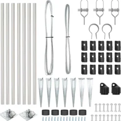 vidaXL Poste de Valla 7 pcs Plateado Acero Acero galvanizado Sale