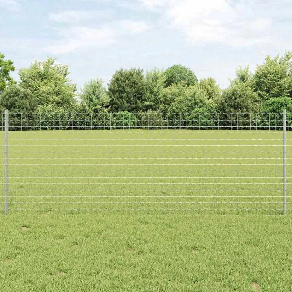 vidaXL Vallas De Jardín-Poste de Valla 11 pcs Plateado 80 cm Acero