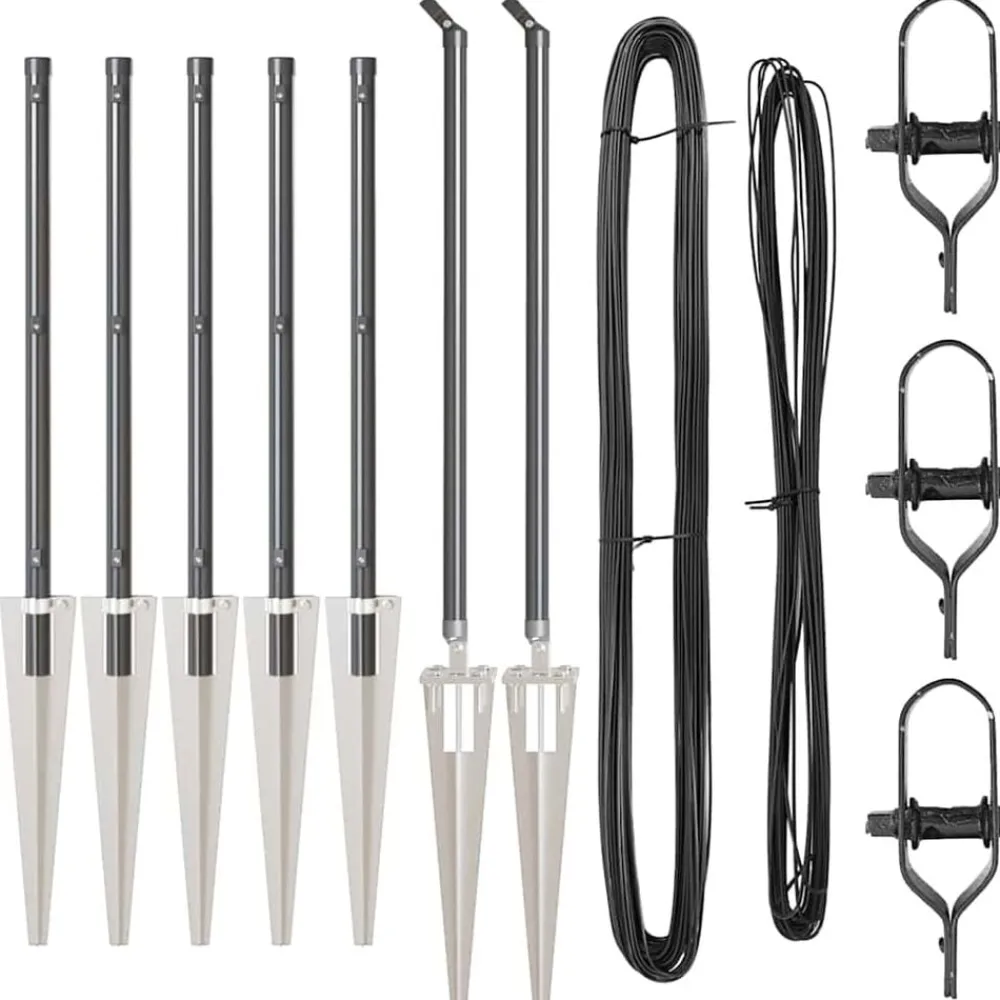 vidaXL Poste de Valla 7 pcs Acero Gris Online