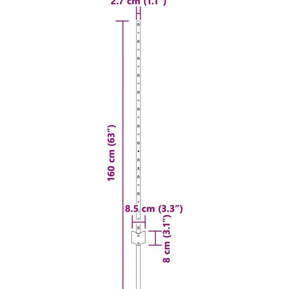 vidaXL Poste de Valla 44 pcs Verde 160 cm Acero Acero/verde Sale
