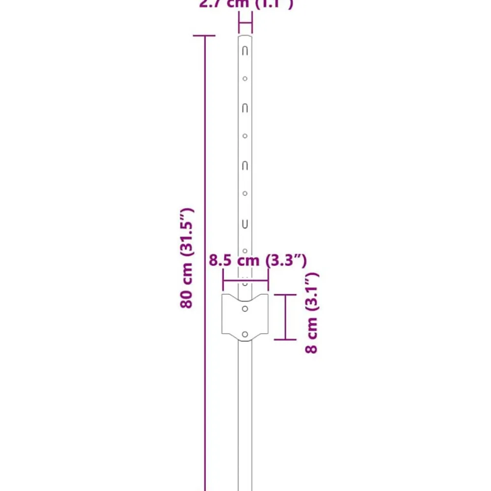 vidaXL Vallas De Jardín-Poste de Valla 5 pcs Plateado 40 cm Acero