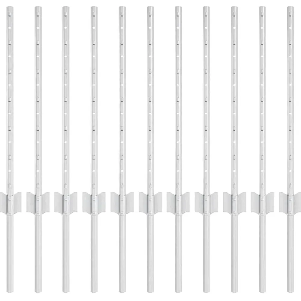 vidaXL Vallas De Jardín-Poste de Valla 11 pcs Plateado 60 cm Acero