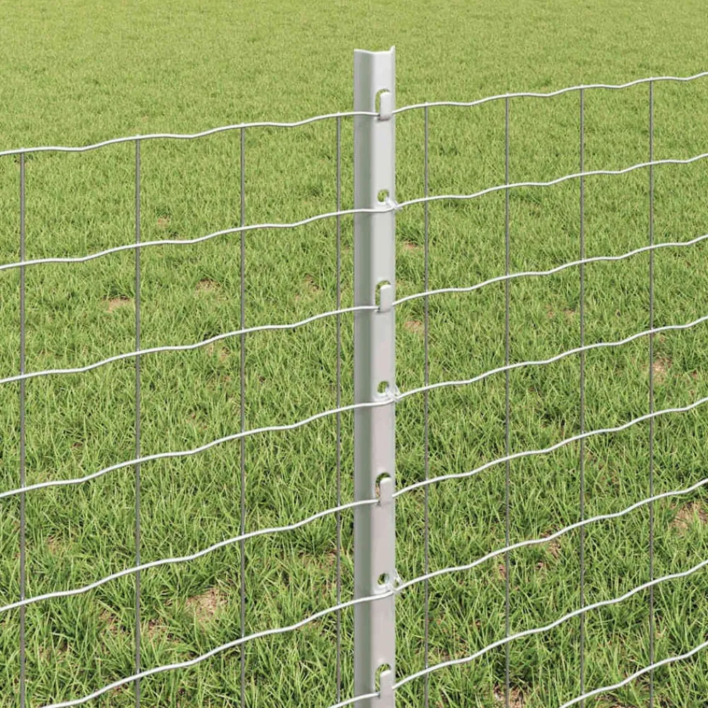 vidaXL Vallas De Jardín-Poste de Valla 11 pcs Plateado 60 cm Acero