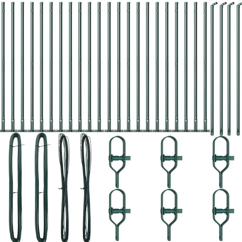 vidaXL Poste de Valla 26 pcs Gris 3,2 x 3,2 x 50 cm Verde Discount