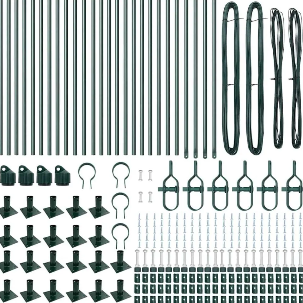vidaXL Poste de Valla 26 pcs Gris 3,2 x 3,2 x 50 cm Verde Discount