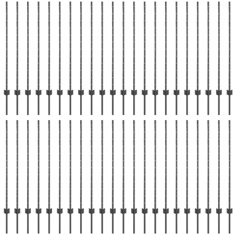 vidaXL Poste de Valla 44 pcs Gris 160 cm Acero Acero/gris New