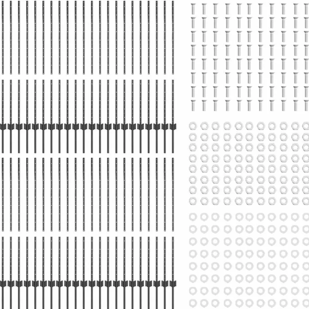 vidaXL Poste de Valla 44 pcs Gris 160 cm Acero Acero/gris New