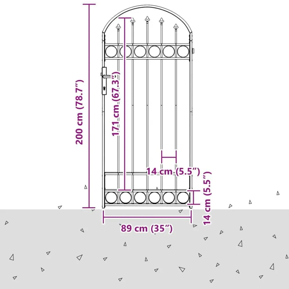 vidaXL Poste de Valla con cerradura Assen Gris 200 x 88 x 14 cm Acero Online