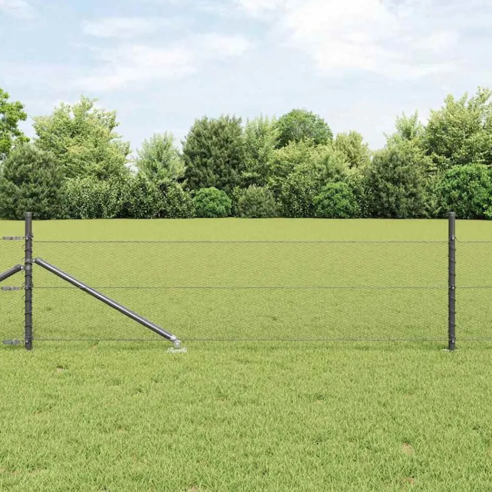 vidaXL Poste de Valla 10 x 0,4 m (malla de 13 mm) Acero y PVC Gris Sale