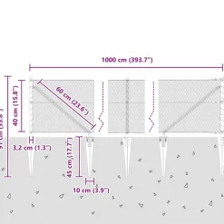 vidaXL Poste de Valla 10 x 0,4 m (malla de 13 mm) Acero y PVC Gris Sale