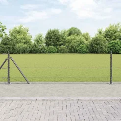 vidaXL Poste de Valla 10 x 0,4 m (malla de 13 mm) Acero y PVC Gris Outlet