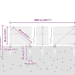 vidaXL Vallas De Jardín-Poste de Valla 10 x 0,4 m (malla de 40 x 40 mm)