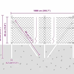 vidaXL Vallas De Jardín-Poste de Valla 10 x 0,4 m (malla de 40 x 40 mm)