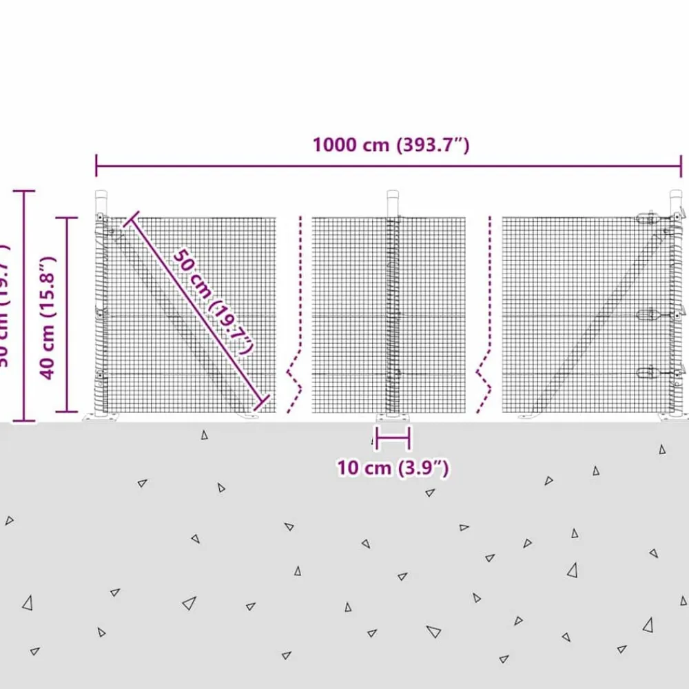 vidaXL Vallas De Jardín-Poste de Valla 10 x 0,4 m (malla de 12 x 12 mm)