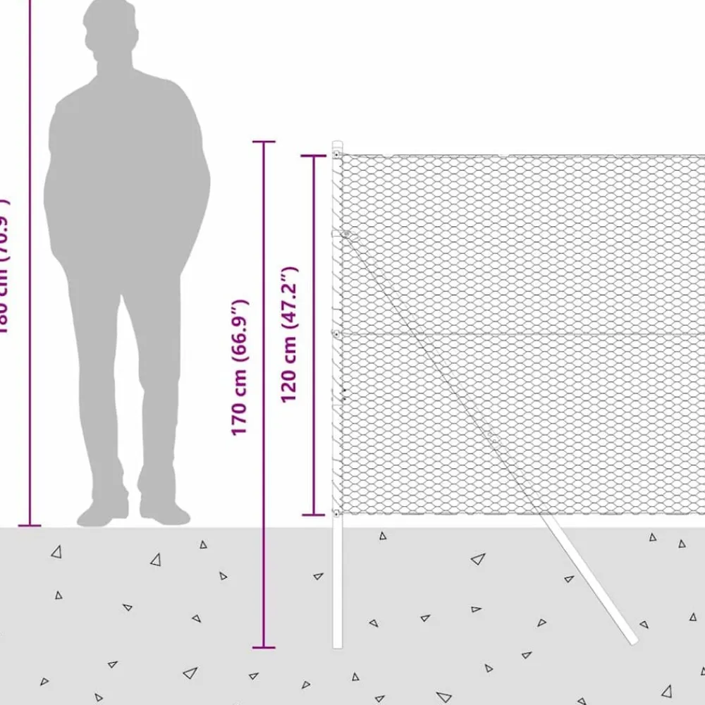 vidaXL Poste de Valla Plateado 100 x 1,2 m (malla de 25 mm) Acero Acero galvanizado Sale