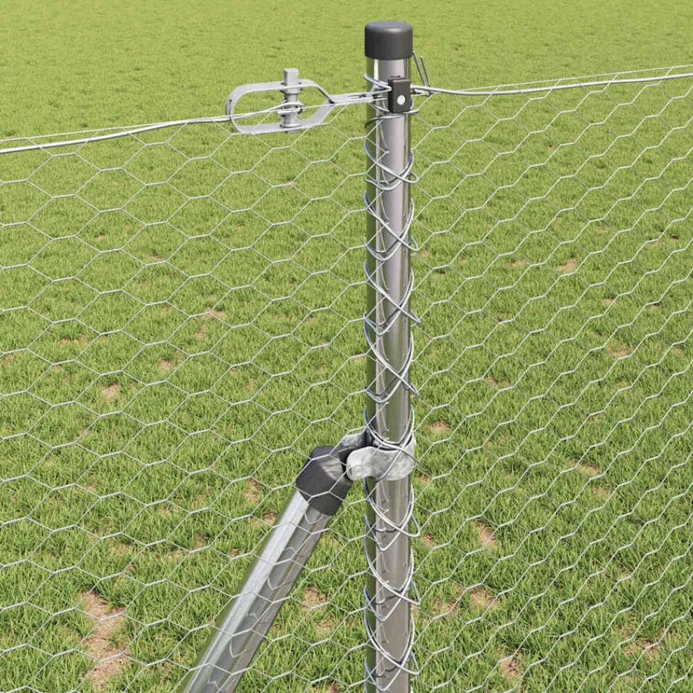 vidaXL Poste de Valla Plateado 100 x 1,2 m (malla de 25 mm) Acero Acero galvanizado Sale