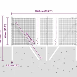 vidaXL Vallas De Jardín-Poste de Valla Plateado 10 x 0,4 m (malla de 12 x 12 mm) Acero