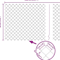 vidaXL Vallas De Jardín-Poste de Valla Plateado 10 x 0,4 m (malla de 40 x 40 mm) Acero