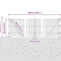 vidaXL Poste de Valla Plateado 10 x 0,4 m (malla de 40 x 40 mm) Acero Acero galvanizado Online