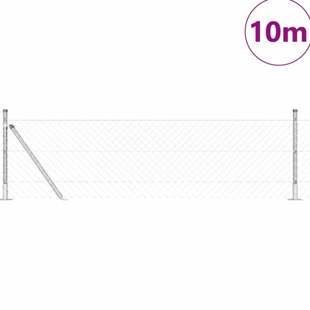vidaXL Poste de Valla Plateado 10 x 0,4 m (malla de 40 x 40 mm) Acero Acero galvanizado Online