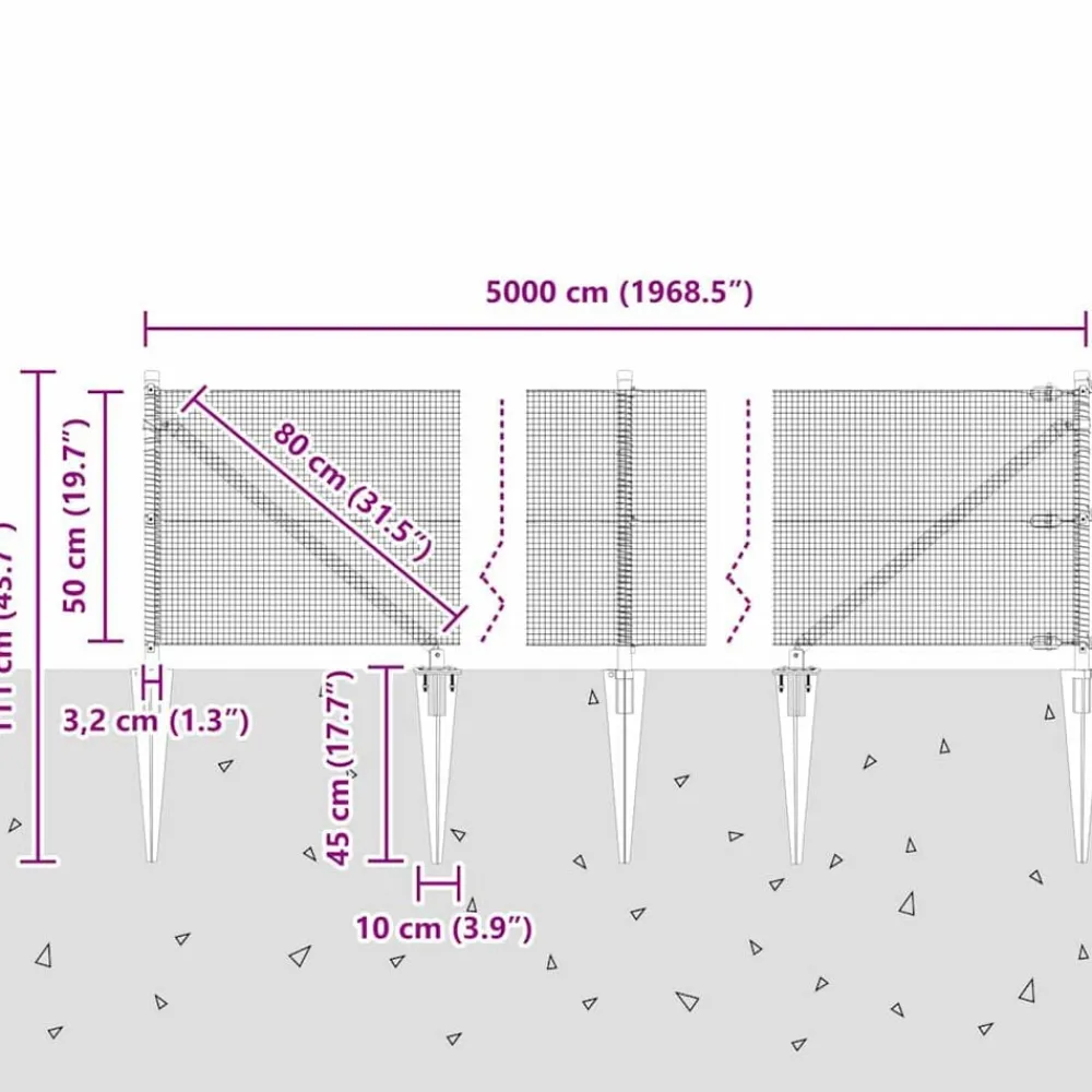 vidaXL Poste de Valla Plateado 50 x 0,5 m (malla de 12 x 12 mm) Acero Acero galvanizado Sale
