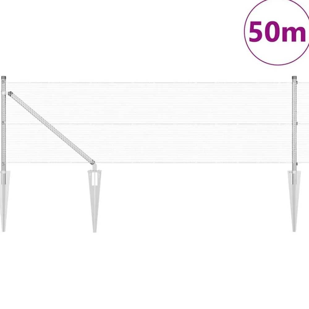 vidaXL Poste de Valla Plateado 50 x 0,5 m (malla de 12 x 12 mm) Acero Acero galvanizado Sale