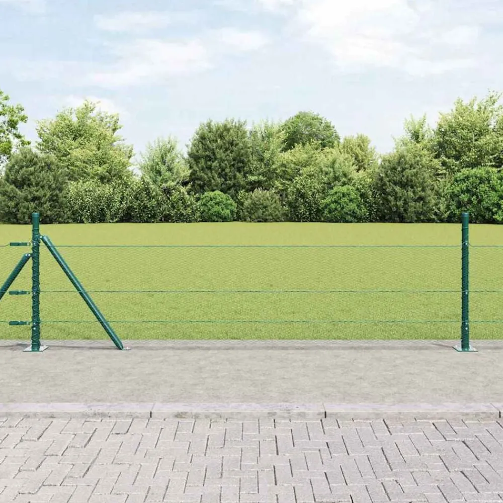 vidaXL Poste de Valla Verde 25 x 0,5 m (malla de 13 mm) Acero Verde bosque Outlet
