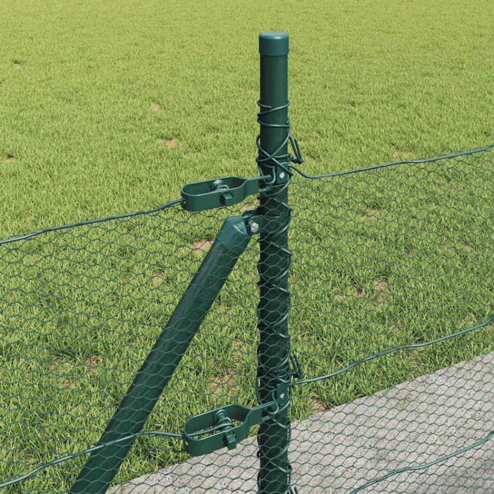 vidaXL Poste de Valla Verde 25 x 0,5 m (malla de 13 mm) Acero Verde bosque Outlet