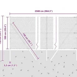 vidaXL Vallas De Jardín-Poste de Valla Verde 25 x 1 m (malla de 25 mm) Acero