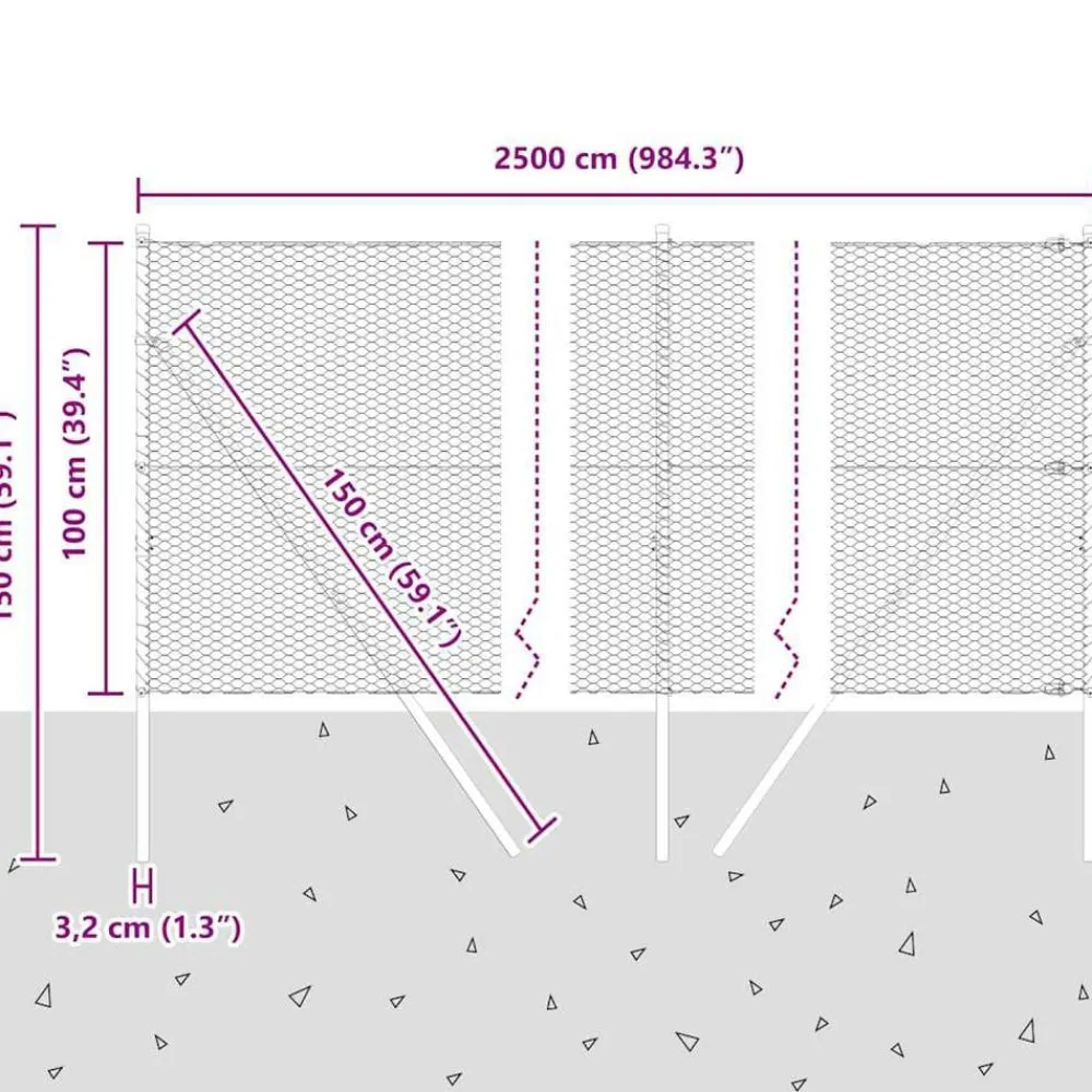 vidaXL Vallas De Jardín-Poste de Valla Verde 25 x 1 m (malla de 25 mm) Acero