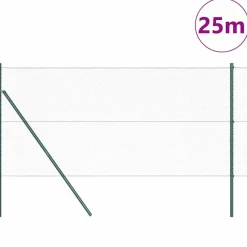 vidaXL Vallas De Jardín-Poste de Valla Verde 25 x 1 m (malla de 25 mm) Acero