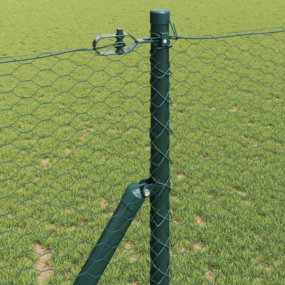 vidaXL Vallas De Jardín-Poste de Valla Verde 25 x 1 m (malla de 25 mm) Acero