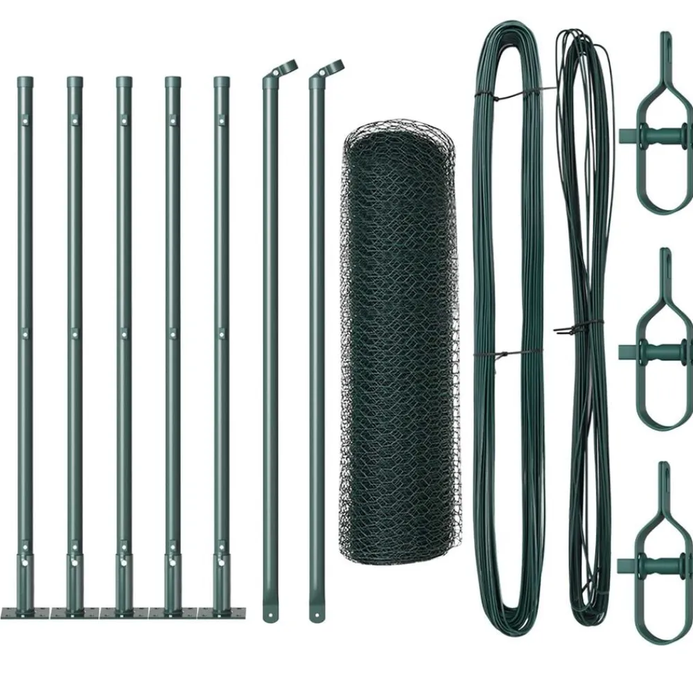 vidaXL Vallas De Jardín-Poste de Valla 10 x 0,4 m (malla de 13 mm) Acero y PVC
