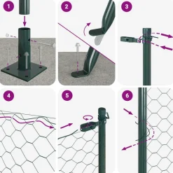 vidaXL Vallas De Jardín-Poste de Valla 10 x 0,4 m (malla de 13 mm) Acero y PVC