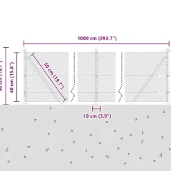vidaXL Vallas De Jardín-Poste de Valla 10 x 0,4 m (malla de 13 mm) Acero y PVC