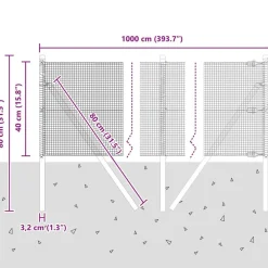 vidaXL Vallas De Jardín-Poste de Valla 10 x 0,4 m (malla de 12 x 12 mm)