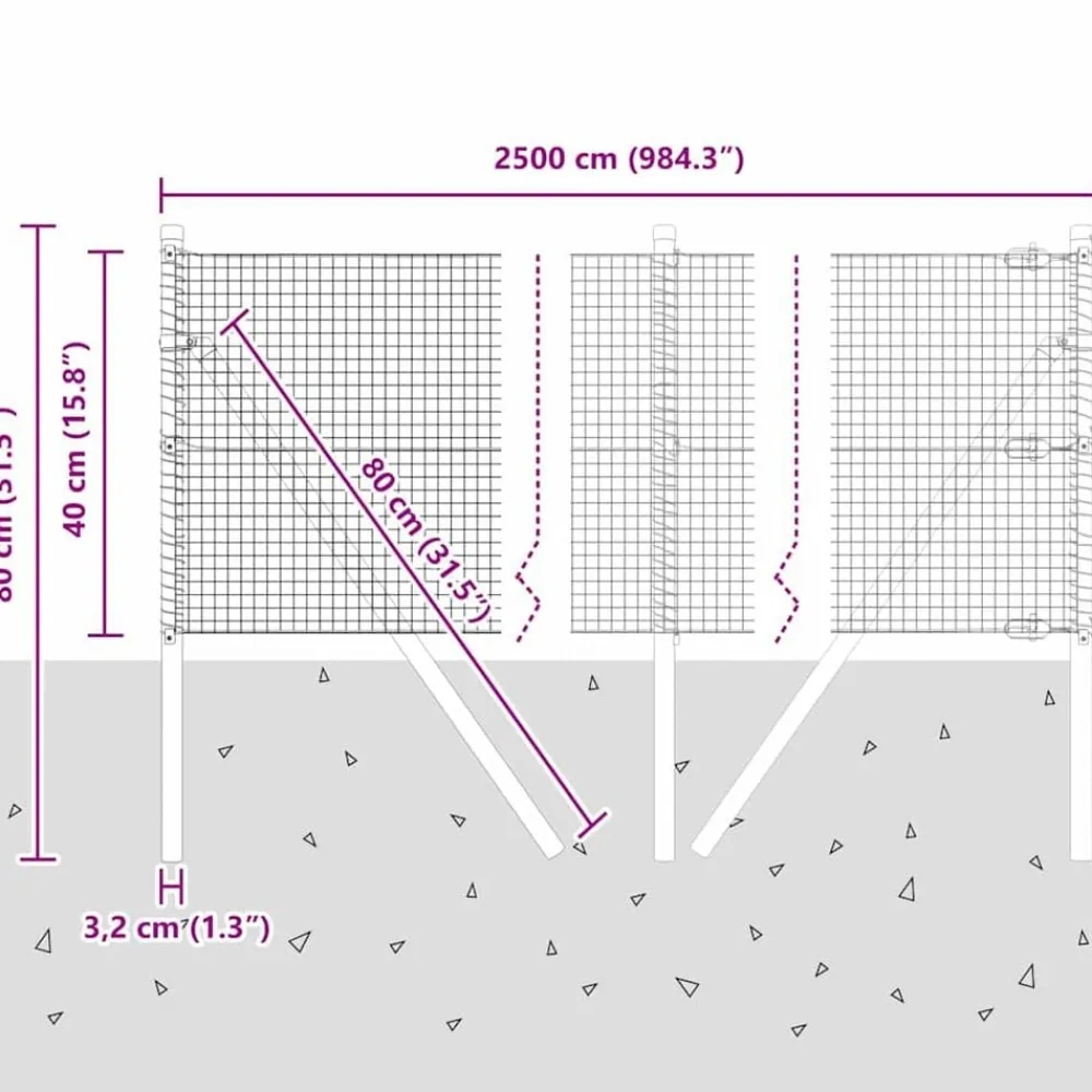 vidaXL Vallas De Jardín-Poste de Valla 25 x 0,4 m (malla de 19 x 19 mm)