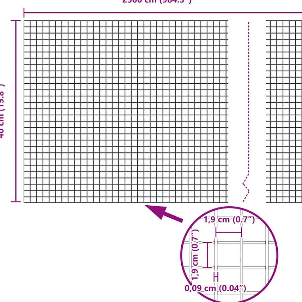 vidaXL Vallas De Jardín-Poste de Valla 25 x 0,4 m (malla de 19 x 19 mm)