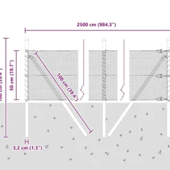 vidaXL Poste de Valla Verde 25 x 0,5 m (malla de 13 mm) Acero Verde bosque