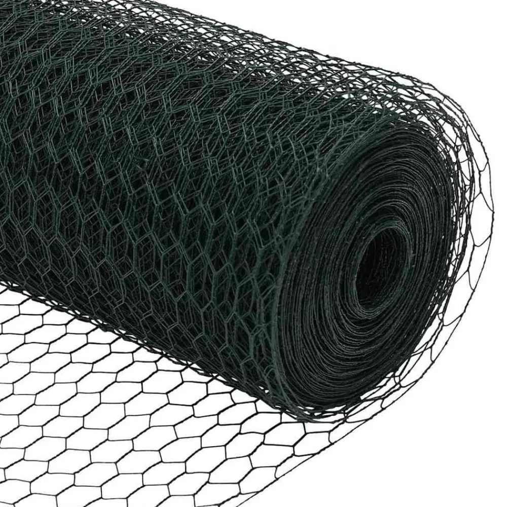 vidaXL Poste de Valla Verde 25 x 0,5 m (malla de 13 mm) Acero Verde bosque
