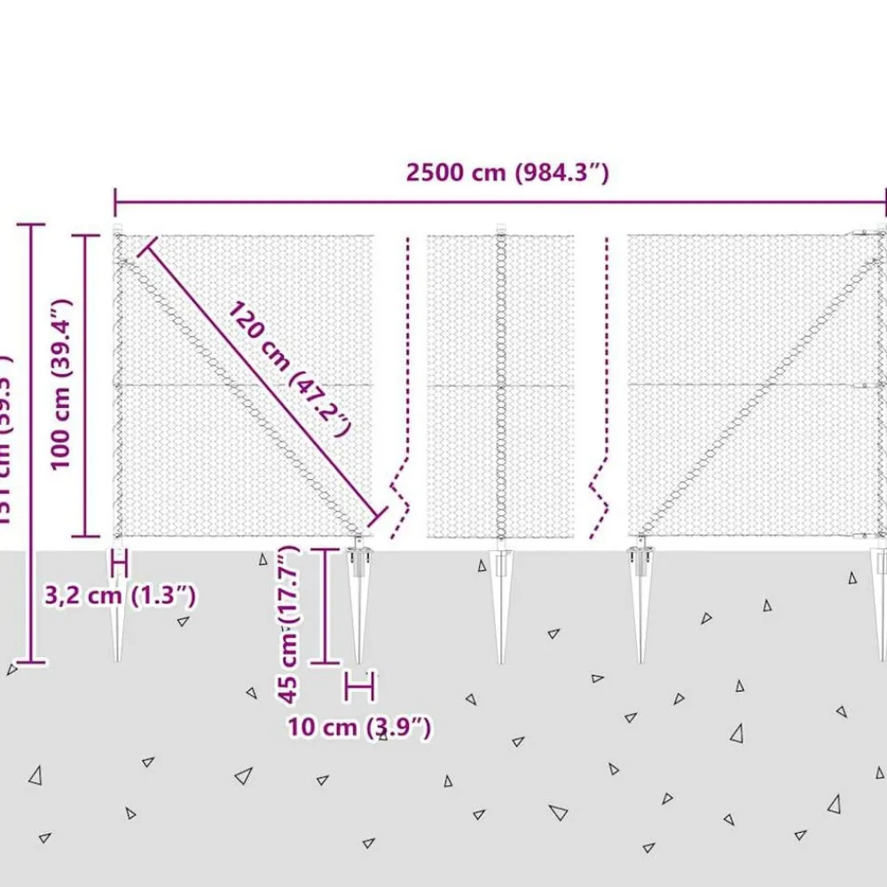 vidaXL Vallas De Jardín-Poste de Valla Verde 25 x 1 m (malla de 25 mm) Acero