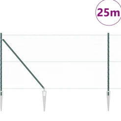 vidaXL Vallas De Jardín-Poste de Valla Verde 25 x 1 m (malla de 25 mm) Acero