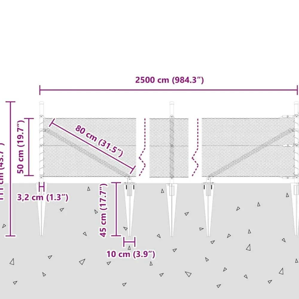 vidaXL Poste de Valla Verde 25 x 0,5 m (malla de 13 mm) Acero Verde bosque Sale