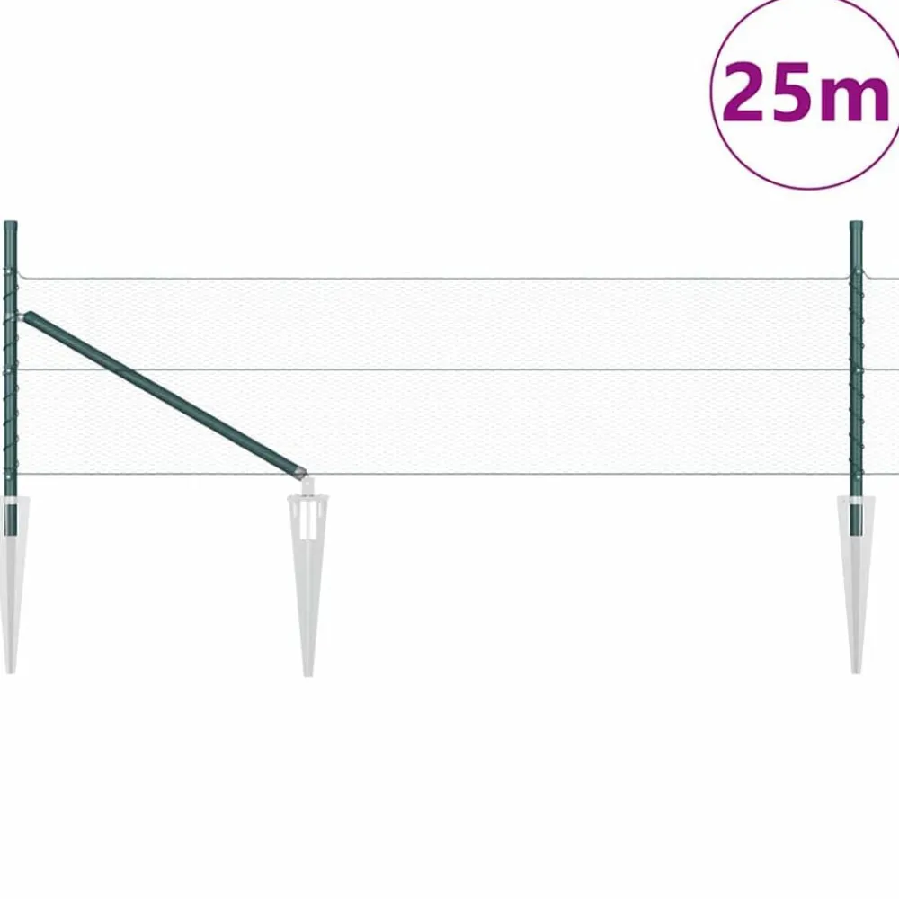vidaXL Poste de Valla Verde 25 x 0,5 m (malla de 13 mm) Acero Verde bosque Sale