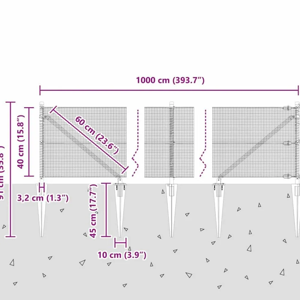 vidaXL Poste de Valla 10 x 0,4 m (malla de 12 x 12 mm) Verde Clearance